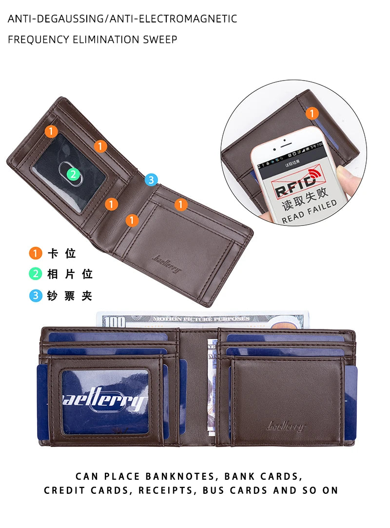 Engraving New Men Wallets RFID Card Holder Simple Slim Male Wallet Small Credit Card Cover Man Purses