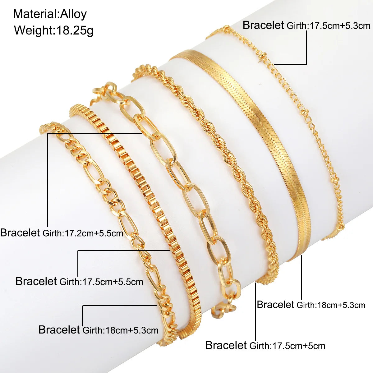 NEW 6Pcs Gold Color Bracelet Set Boho Retro Thick Twist Cuban Chain Bracelet for Women Trendy Quality Jewelry Gifts