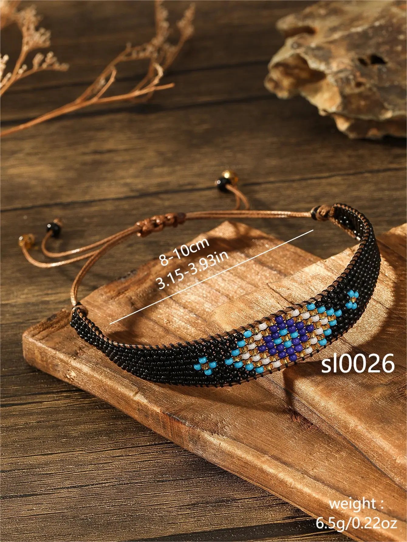 Handmade Bohemian Vintage Style Glass Rice Bead Bracelet with Geometric Patterns for Festival Gifts for Women