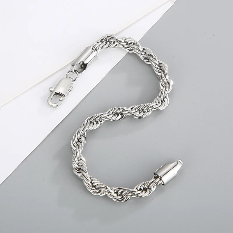 Stainless Steel Bracelets For Women Gold Color Twisted Rope Link Chain Bracelets On the Hand Jewelry Gifts