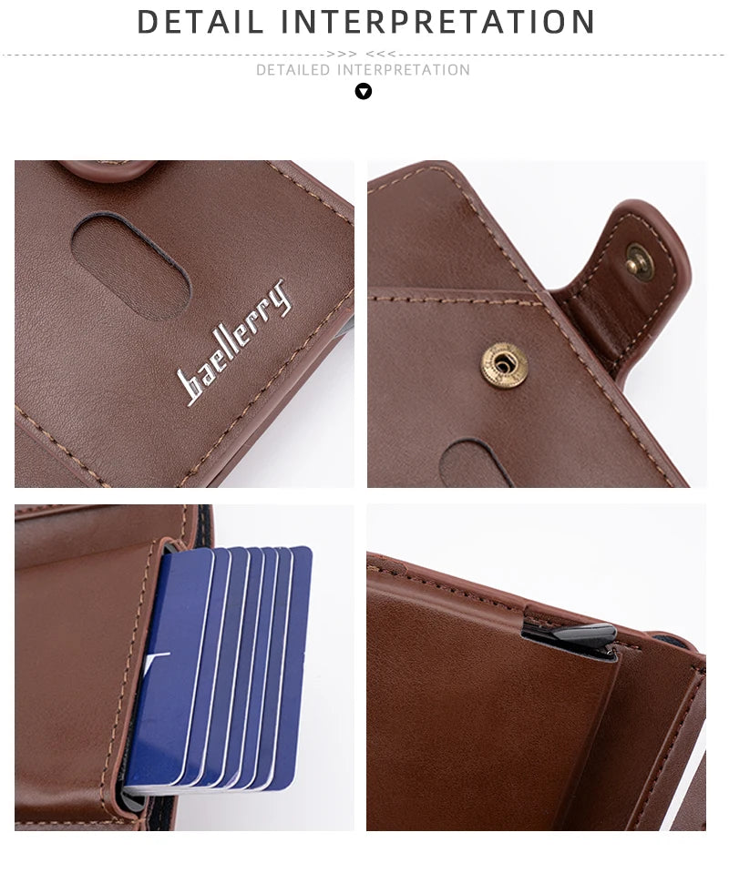 New RFID Mini Slim Men Card Wallets Engraving Popup Card Holder Short Male Purses High Quality Simple Men's Card Cover