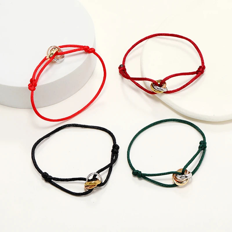 Simple Tricolor Gradient Bracelet stainless steel circle women's bracelet different colors of rope classic popular jewelry