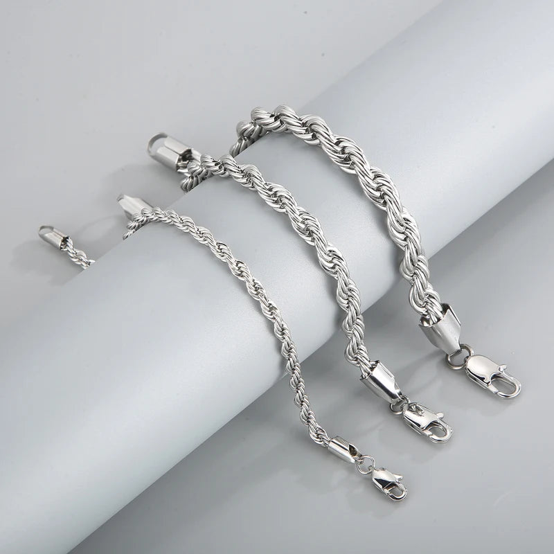 Stainless Steel Bracelets For Women Gold Color Twisted Rope Link Chain Bracelets On the Hand Jewelry Gifts