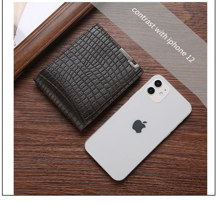 New Super Slim Wallet PU Leather Credit Card Wallet Purse Card Holders Men Wallet Thin Small Short Alligator Print Wallets