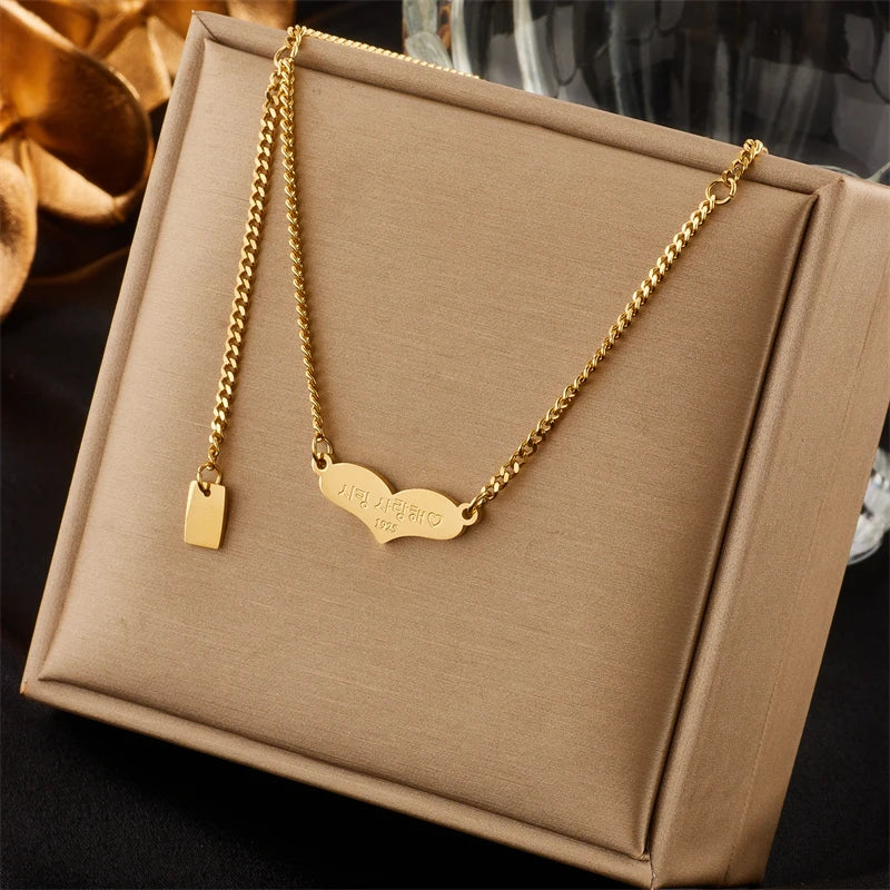 2024 316L Stainless Steel Gold Color Multilayer Necklace For Women Hip Hop Punk Street Trend Chain Choker Girls Jewelry Gift