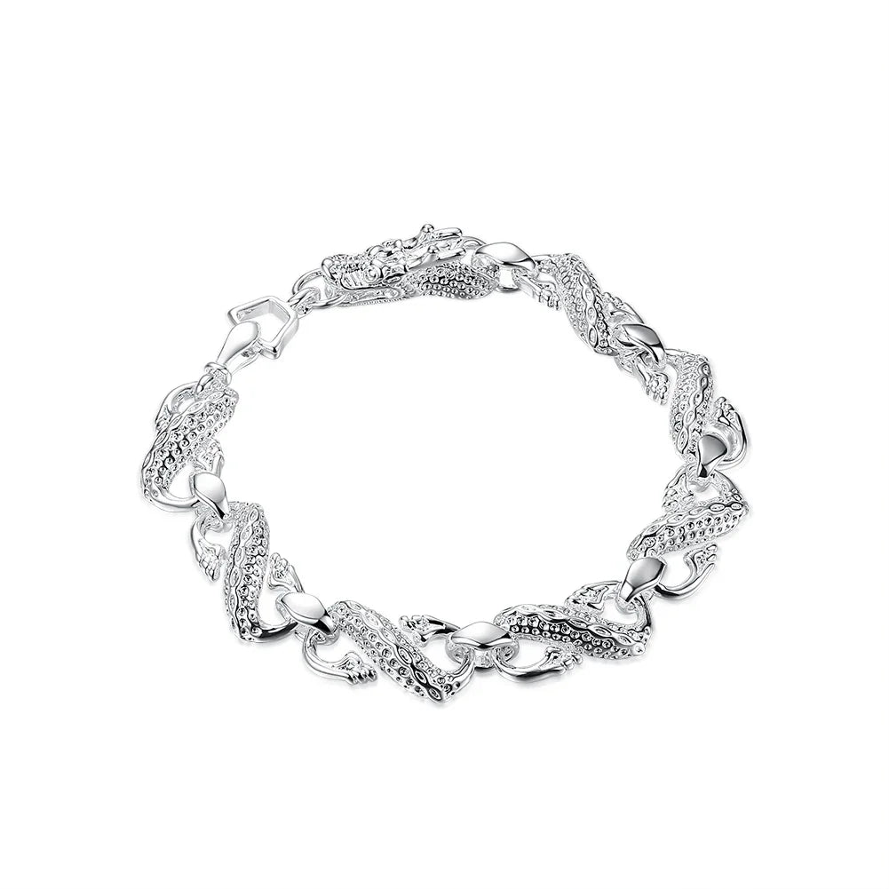 S925 sterling silver bracelet white dragon classic  fashion wedding party gift jewelry