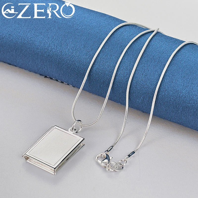 925 Sterling Silver 18-30 Inch Chain Square Photo Frame Pendant Necklace For Women Wedding Party classic fashion Jewelry