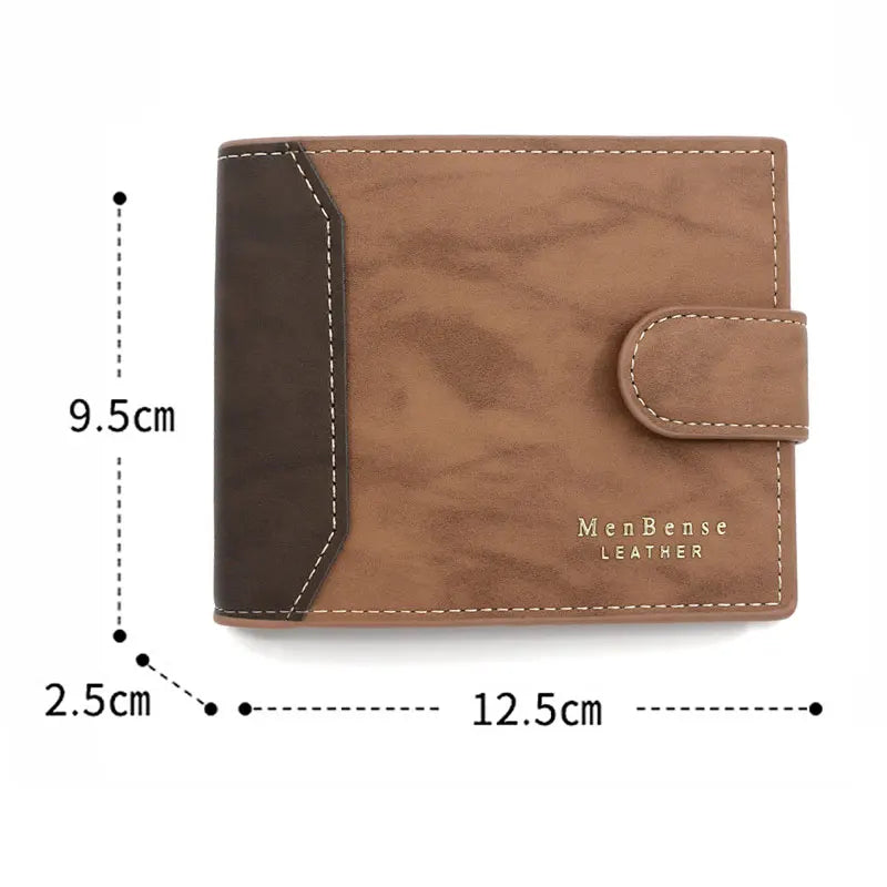 New Wallets Slim Card Holder PU Print Male Wallet Small Photo Holder Tri-fold Bag Frosted Men's Purses