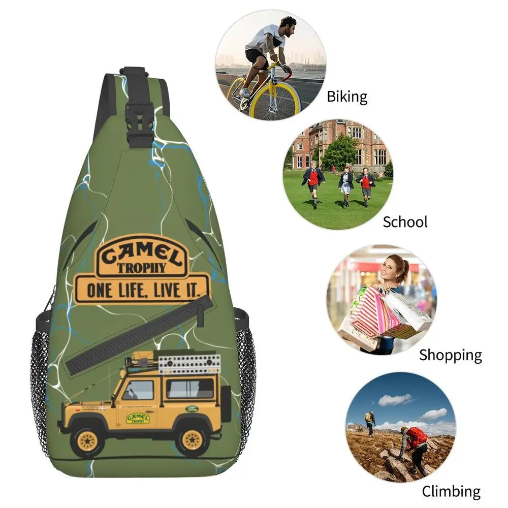 حقيبة ظهر مخصصة للرجال من Camel Trophy Defender 110 Sling Chest Bag Crossbody Shoulder Backpack للسفر اليومي