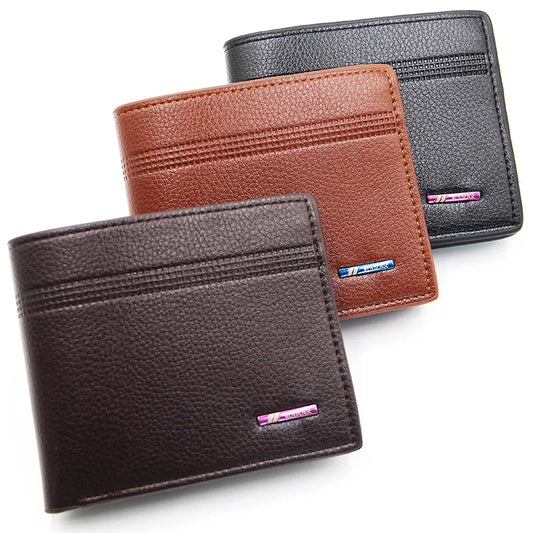 Engraving Classic Men Wallets Simple Short Card Holder Male Purse High Quality PU Leather Photo Holder Men Money Clips