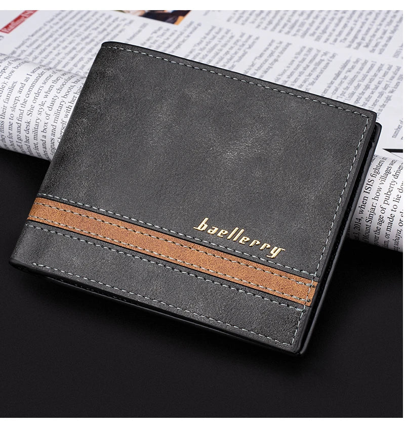 New RFID Short Men Wallets Simple Credit Card Holder Brand Male Wallet Engraving Small Zipper Coin Pocket Men's Purses