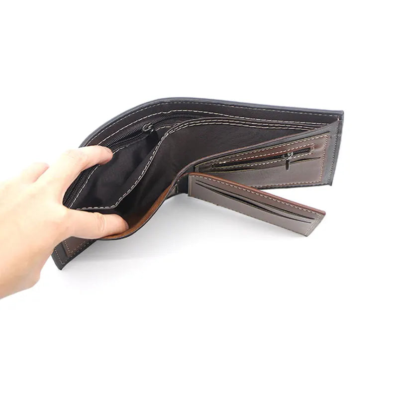 New Men Wallets Short High Quality Card Holder Photo Holder Male Purses With Zipper Coin Pocket PU Leather Brand Men's Wallet