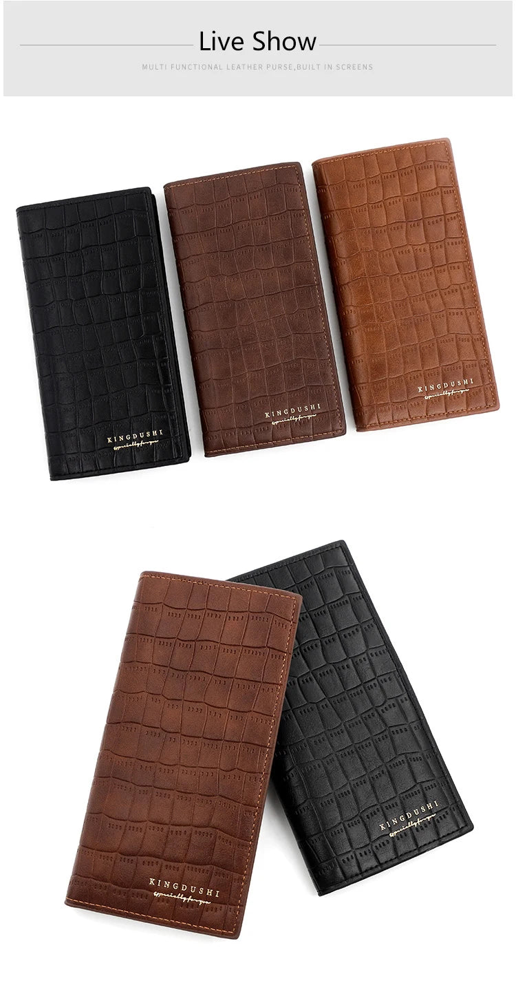 New Long Men Wallets Clutch Bags Crocodile Pattern Card Holder Retro Male Purses High Quality Large Capacity Simple Men's Wallet