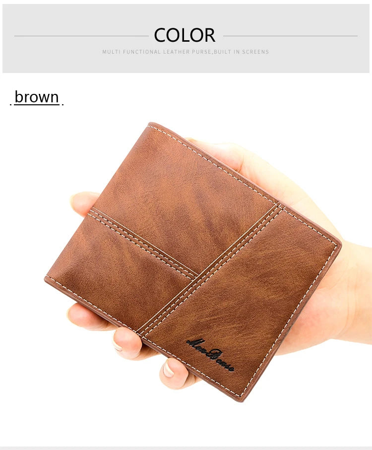 New Wallets Engraving Vintage Card Holder Small Male Purse Slim Coin Pocket PU Leather Wallet For Man