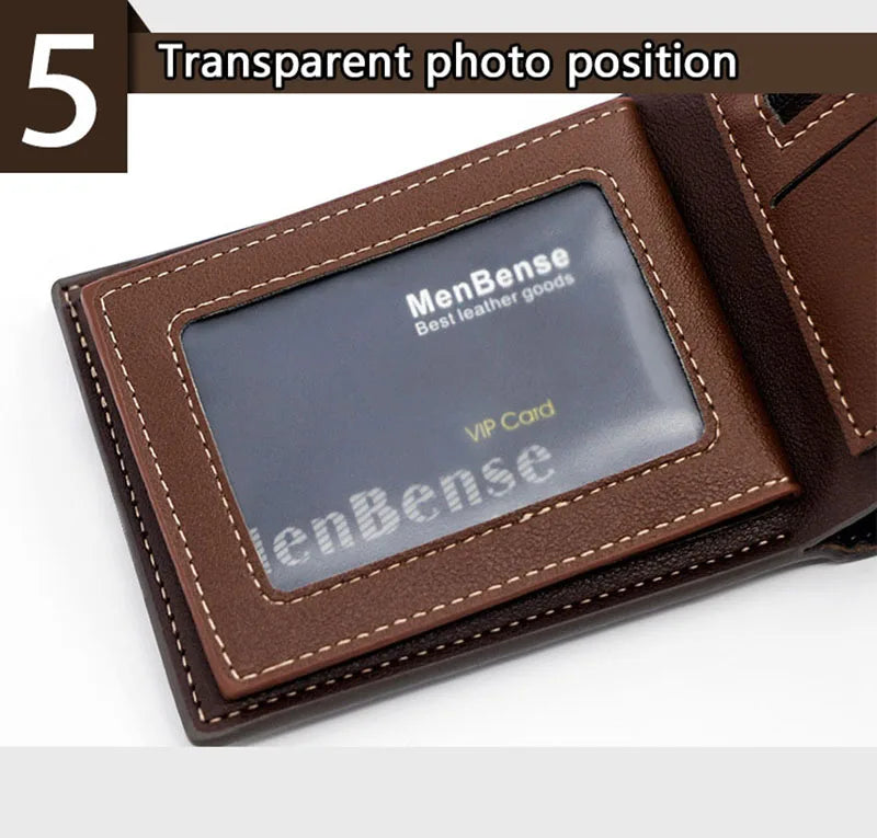 High Quality PU Leather Men Short Wallets Classic Simple Card Holder Men's Purses Photo Holder Small Slim Male Handbags