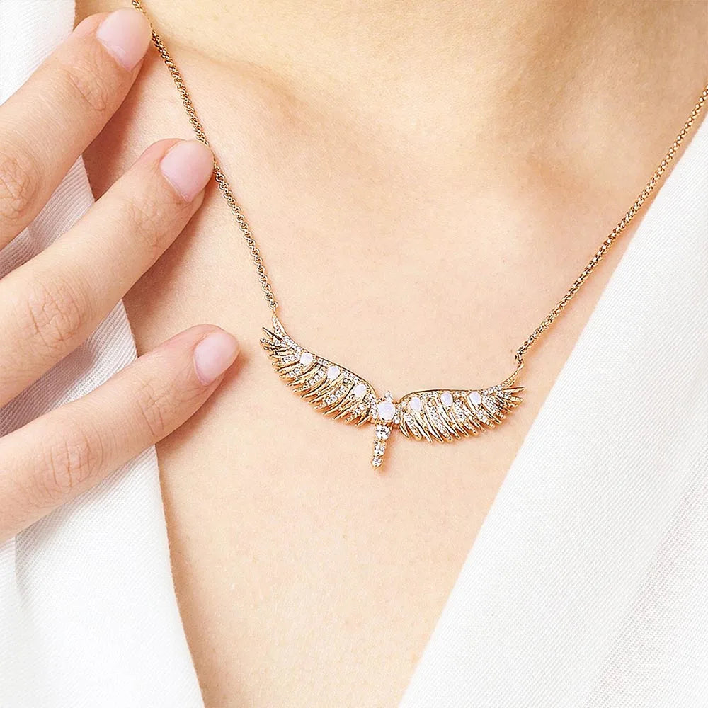 Jewelry Set Necklace and Braelet Rose Gold Phoenix Wing Fine Jewelry 925 Sterling Silver Trendy Gift For Women