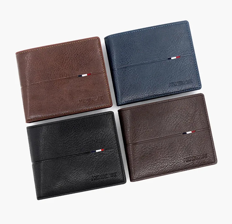 Engraving Men Wallets New Short Zipper Card Holder Quality Male Purse Simple Slim Coin Pocket PU Leather Men's Wallet