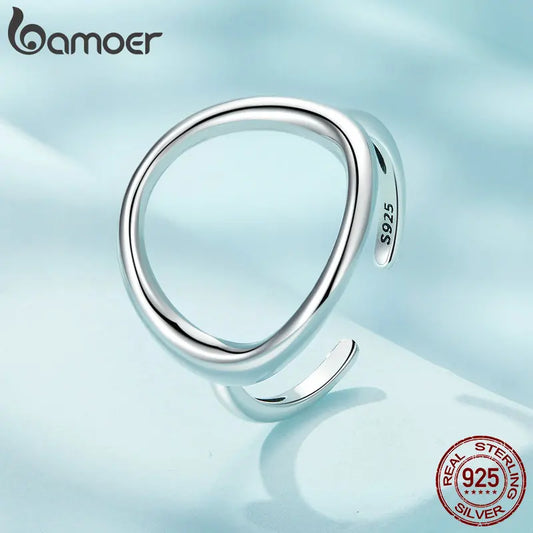 Sterling Silver 925 Simple Minimalist Round Finger Rings for Women Wedding Engagement Statement Jewelry