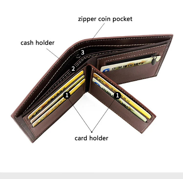 New Wallets Engraved Holder Classic Male Wallet With Coin Pocket Zipper Fashion Frosted Purses