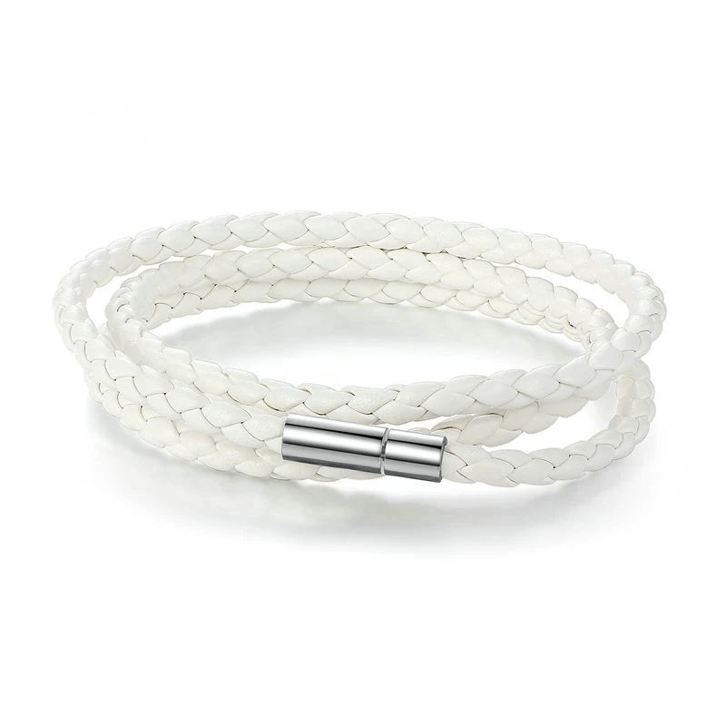 High Quality 60CM White PU Leather Wrap Bracelet With Magnet Clasp Jewelry For Women Unisex Fashion Pulseira