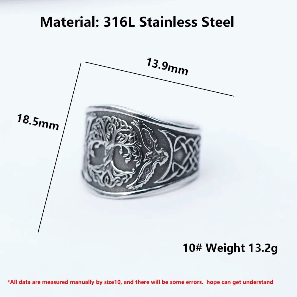 NEW Men's 316L stainless steel rings viking Amulet Tree of life ring for teens fashion Jewelry for gift