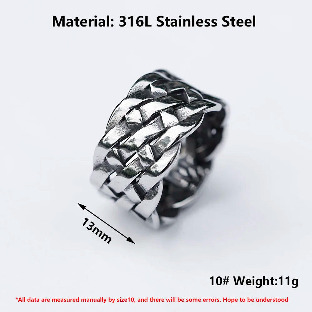 NEW Men's 316L stainless steel rings twist knitting Rings Amulet Jewelry