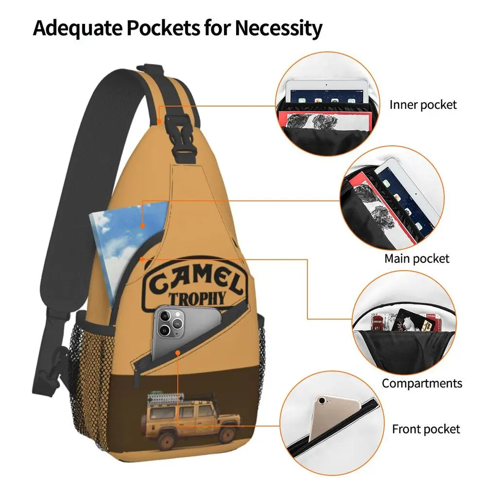 حقيبة ظهر مخصصة للرجال من Camel Trophy Defender 110 Sling Chest Bag Crossbody Shoulder Backpack للسفر اليومي