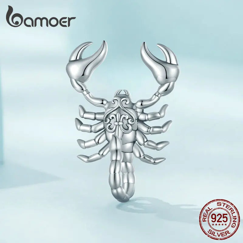 Bamoer 925 Sterling Silver Scorpion Pendant Necklace Platinum Plated Neck Chain for Women Party Fine Jewelry Gift