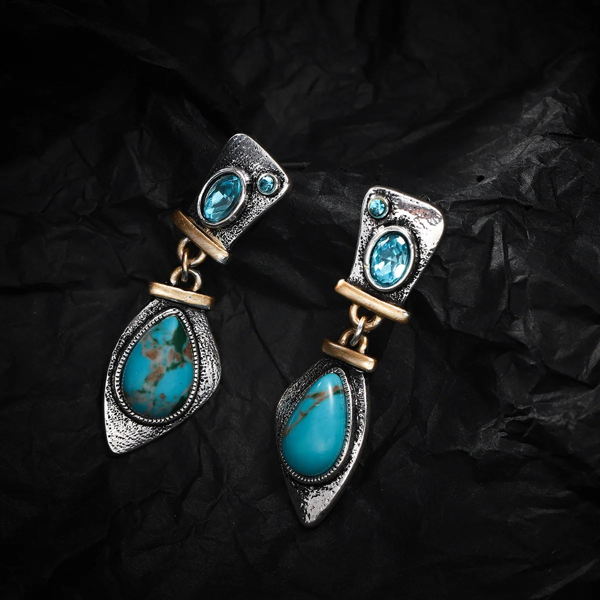 Irregular Sea Blue Vintage Earrings For Women Crystal Natural Stone Jewelry Wholesale