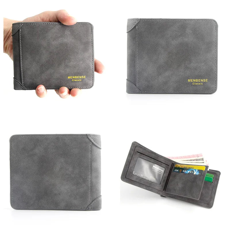 New Wallets Slim Card Holder Photo Holder Male Engraved Wallet Small Classic Zipper Coin Pocket Square Men Purses