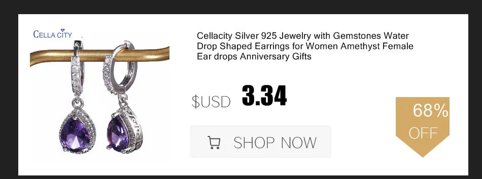 Cellacity Classic Silver 925 Jewelry Amethyst Silver Rings For Women With Oval Shaped Gemstones Engagement Female Gift Wholesale