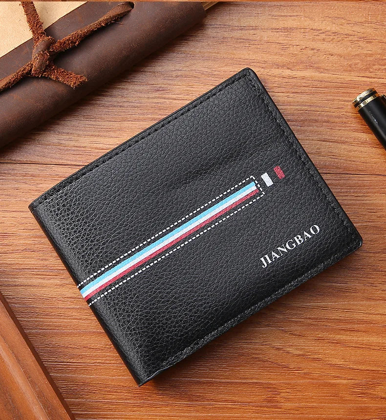 2024 New Men Short Wallet Korean Version Horizontal Ribbon Contrasting Wallet Fashion Student Wallet for Women