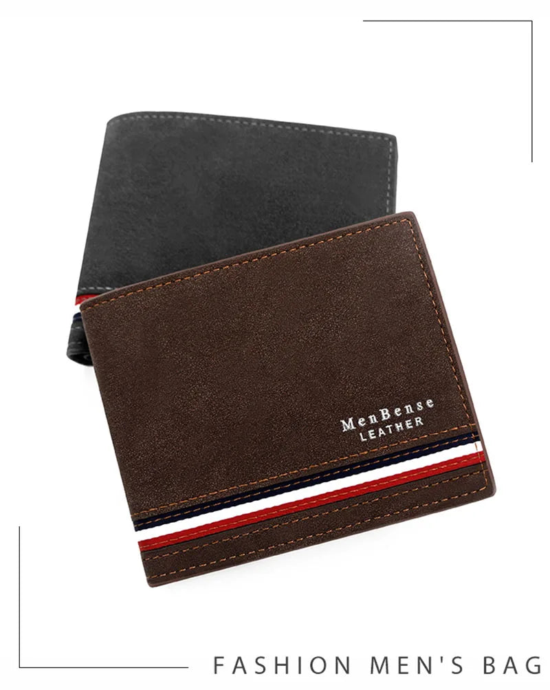 High Quality PU Leather Men Short Wallets Classic Simple Card Holder Men's Purses Photo Holder Small Slim Male Handbags