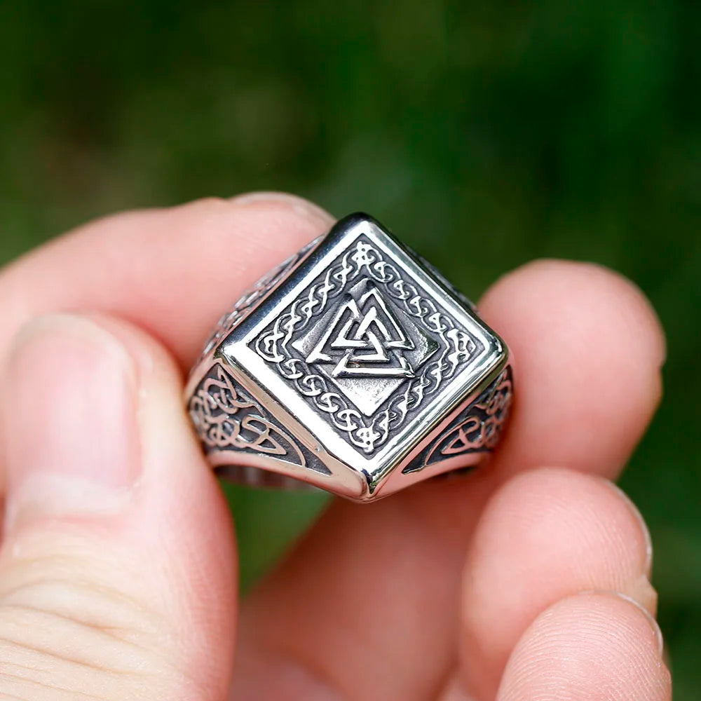 New Vintage 316L Stainless Steel Val Knut Amulet Ring Punk Men Unisex Jewelry For Party Gift