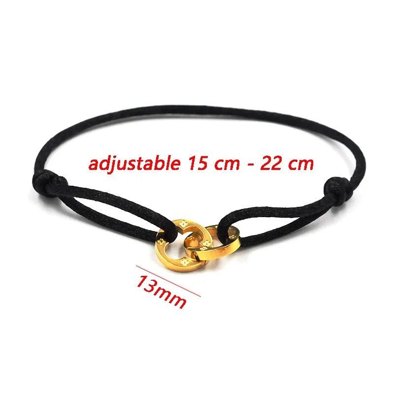 Titanium Steel Woven Rope Bracelet For Women Round Ribbon Hollowed Out Four Leaf Clover Bracelet Luxurious Jewelry Adjus