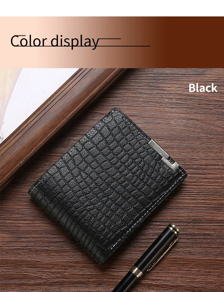 New Super Slim Wallet PU Leather Credit Card Wallet Purse Card Holders Men Wallet Thin Small Short Alligator Print Wallets