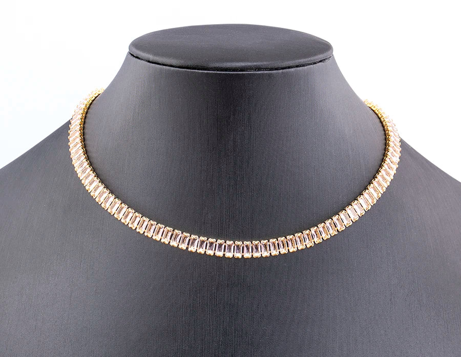 Classic Colorful Tennis Necklace Women Rectangular Full Zircon Neck Jewelry Adjustable Wedding Party Gift