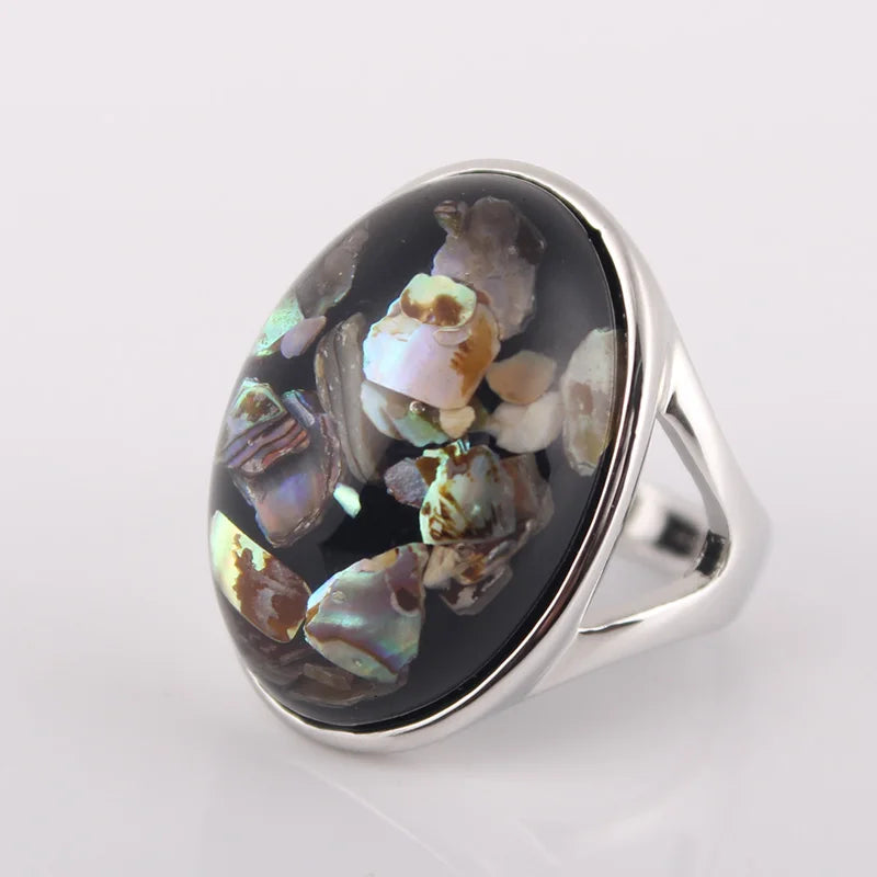 Unique Shell Big Ring With Stone Women Rings Fashion Jewelry Accessories Gifts