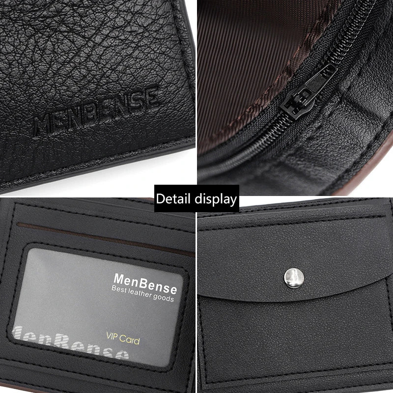 Engraving Men Wallets New Short Zipper Card Holder Quality Male Purse Simple Slim Coin Pocket PU Leather Men's Wallet