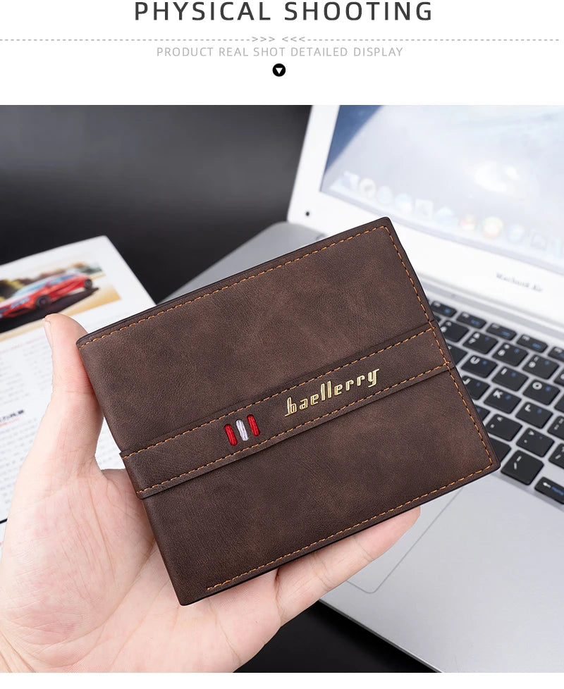 New Short Men Wallets Engraving Zipper Coin Pocket Luxury Brand Male Wallet Credit Card Holder Men's Purse