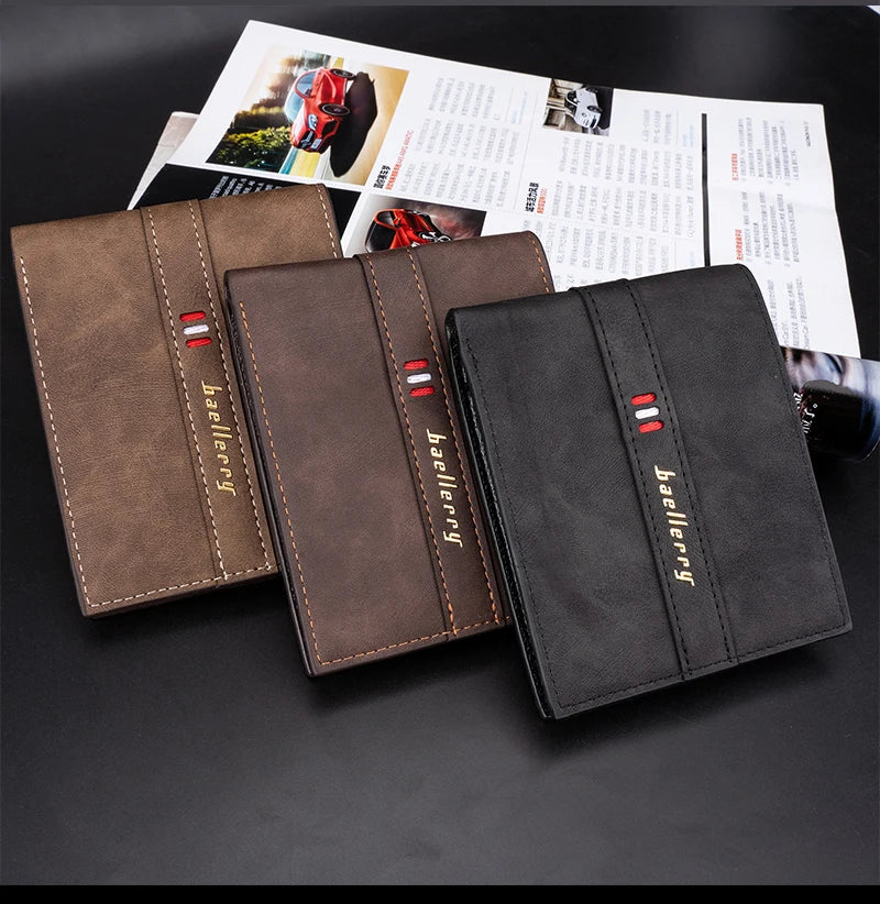 New Short Men Wallets Engraving Zipper Coin Pocket Luxury Brand Male Wallet Credit Card Holder Men's Purse