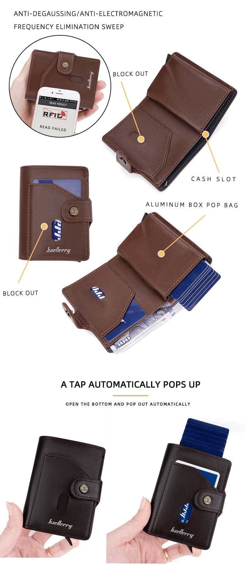 New RFID Mini Slim Men Card Wallets Engraving Popup Card Holder Short Male Purses High Quality Simple Men's Card Cover