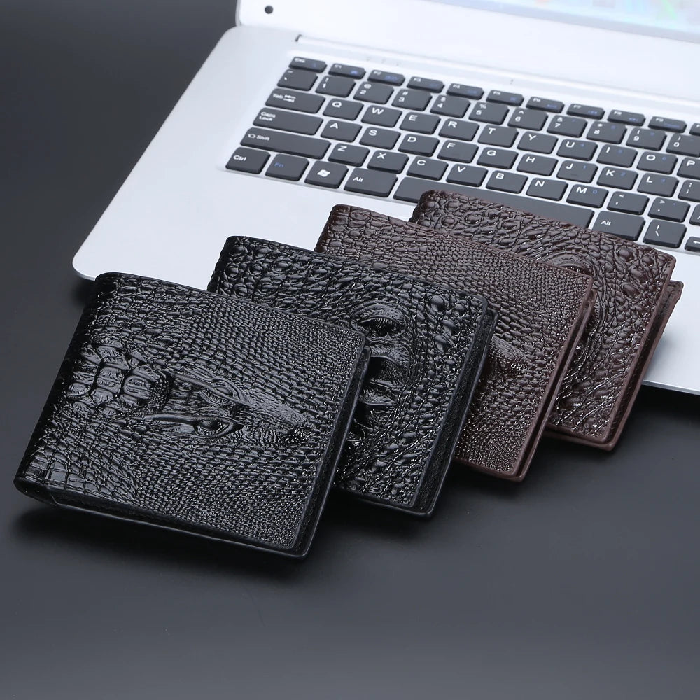 New Wallets Crocodile Pattern Brand Card Holder Men's Wallet Small Coin Pocket Photo Holder Male Purse