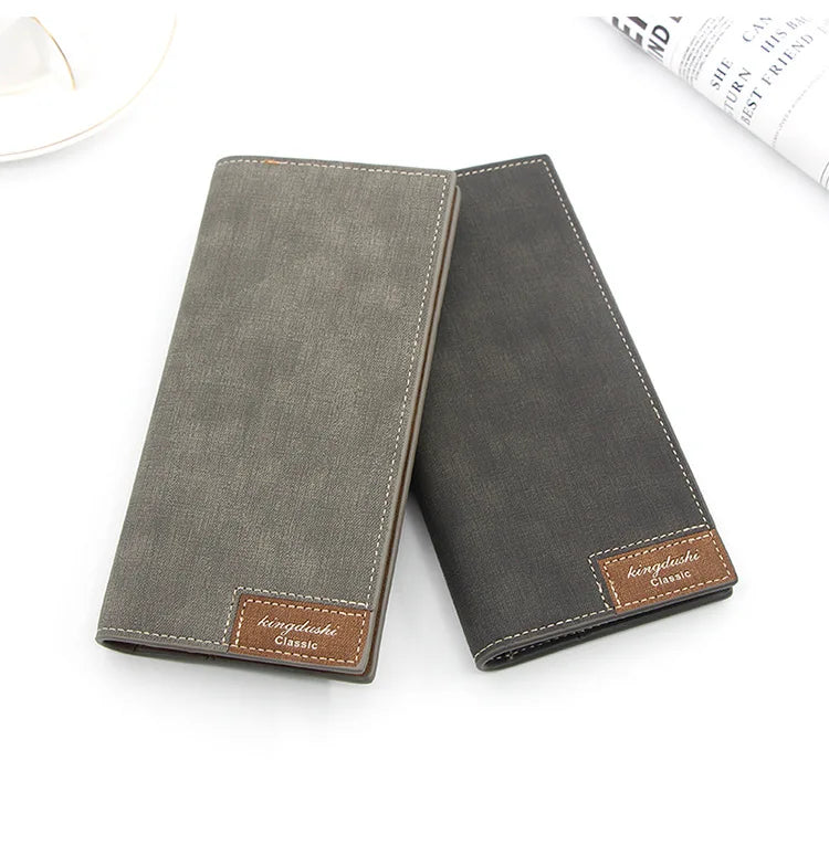 New Long Men Wallets Name Customized Long Clutch Bag Thin Men's Wallet Luxury PU Leather Card Holder Classic Frosted Male Purses