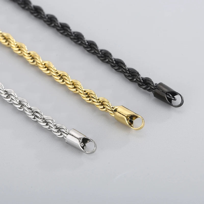 Stainless Steel Bracelets For Women Gold Color Twisted Rope Link Chain Bracelets On the Hand Jewelry Gifts