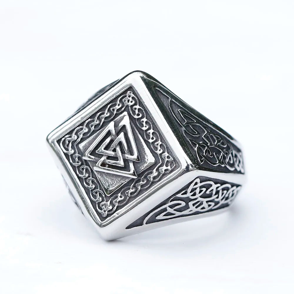 New Vintage 316L Stainless Steel Val Knut Amulet Ring Punk Men Unisex Jewelry For Party Gift