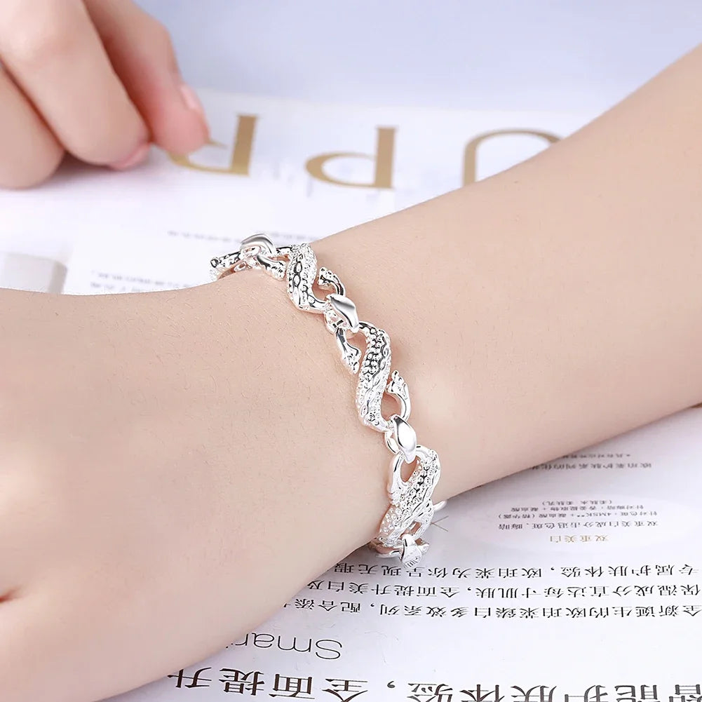 S925 sterling silver bracelet white dragon classic  fashion wedding party gift jewelry