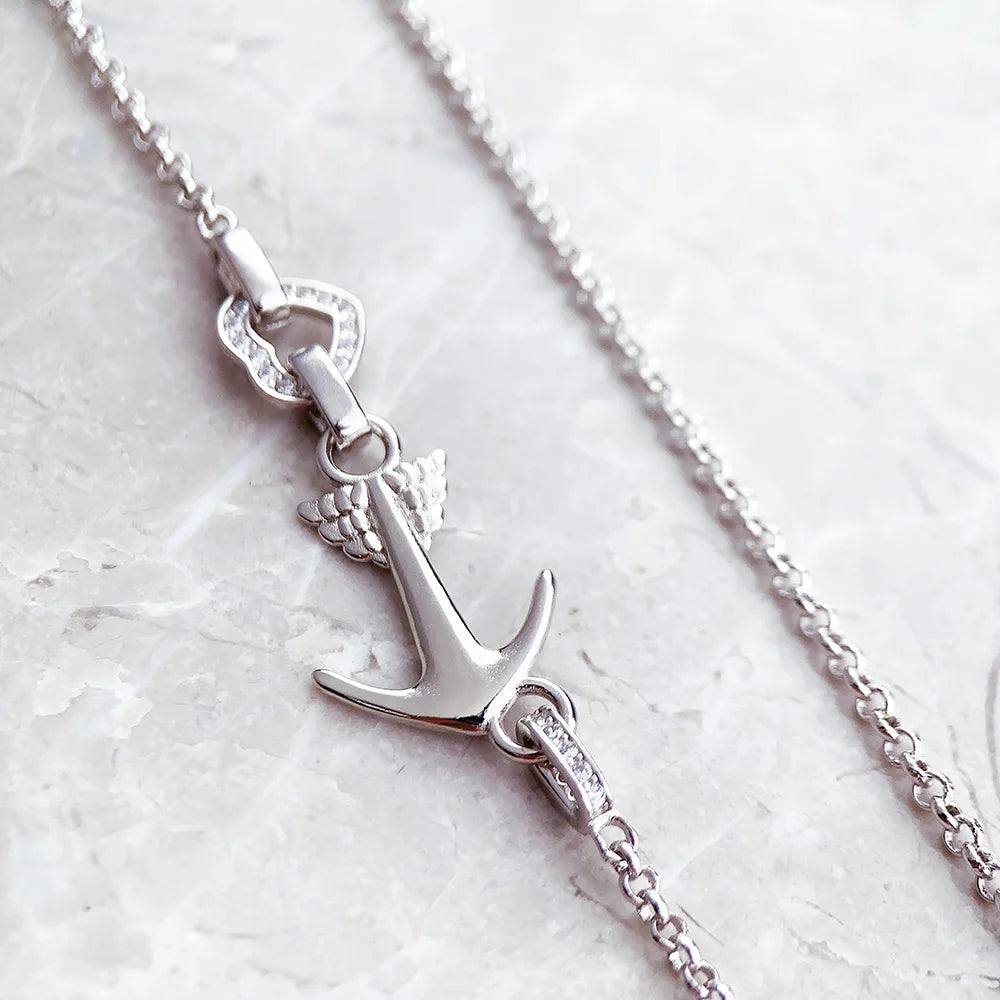 Necklace Love Anchor And Heart Fine Jewelry Europe 925 Stering Silver Brand New Romantic Gift For Women