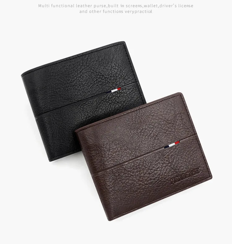 Engraving Men Wallets New Short Zipper Card Holder Quality Male Purse Simple Slim Coin Pocket PU Leather Men's Wallet