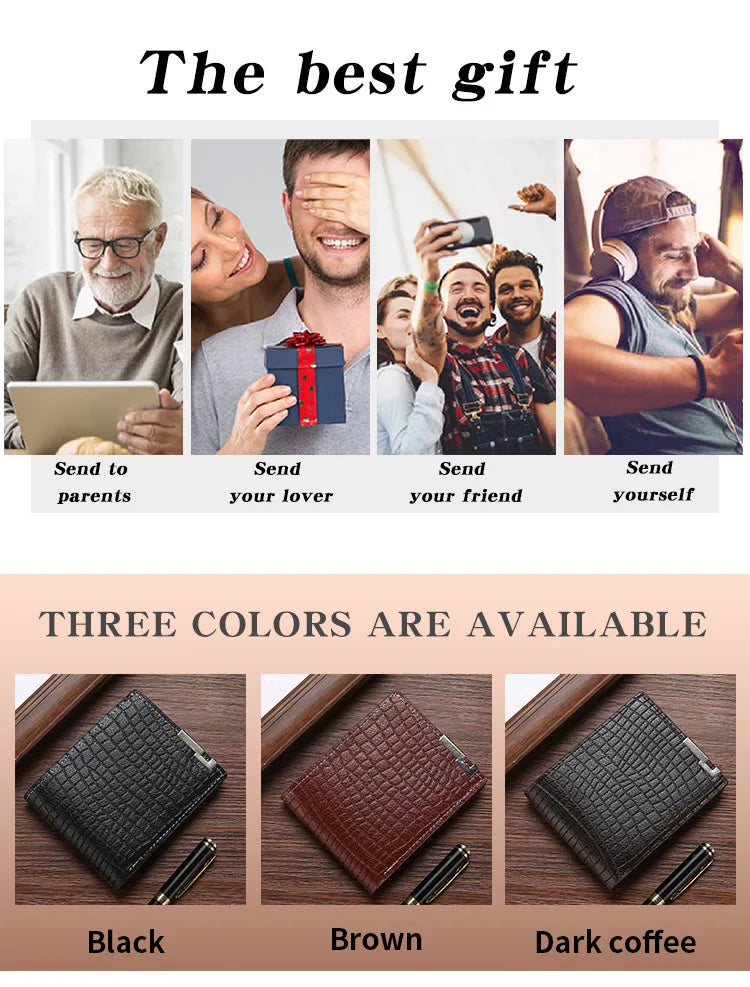 New Super Slim Wallet PU Leather Credit Card Wallet Purse Card Holders Men Wallet Thin Small Short Alligator Print Wallets